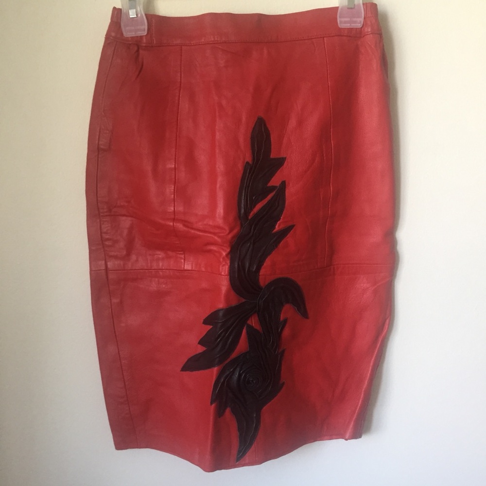 Vintage 90’s Red/Black Leather Skirt